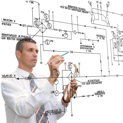 Electrical design engineer developing industrial control system schematics and automation drawings