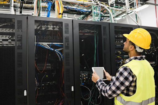 PLC control cabinets and industrial network infrastructure