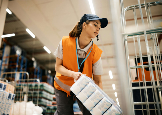 Food and consumer goods warehouse operator handling packaged products